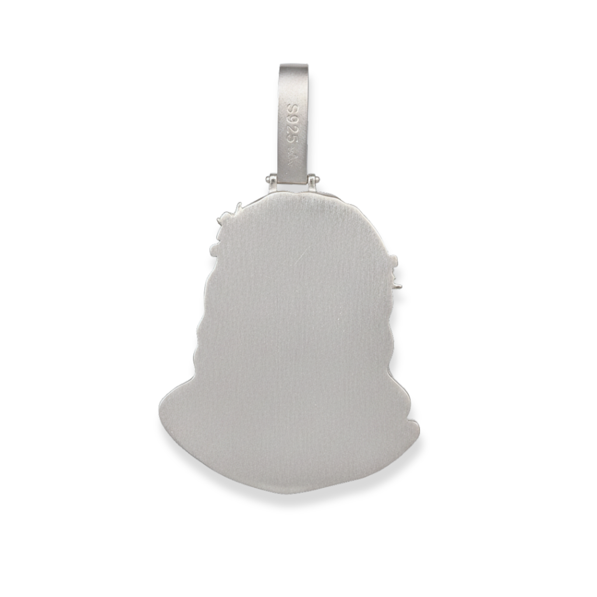 Moissanite Jesus Piece Pendant Solid 925 Sterling Silver Matte Finish