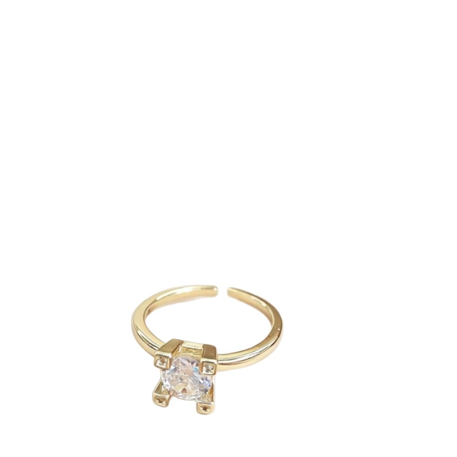 Gold Square Open Ring for Women, Modern Light Luxury Statement
