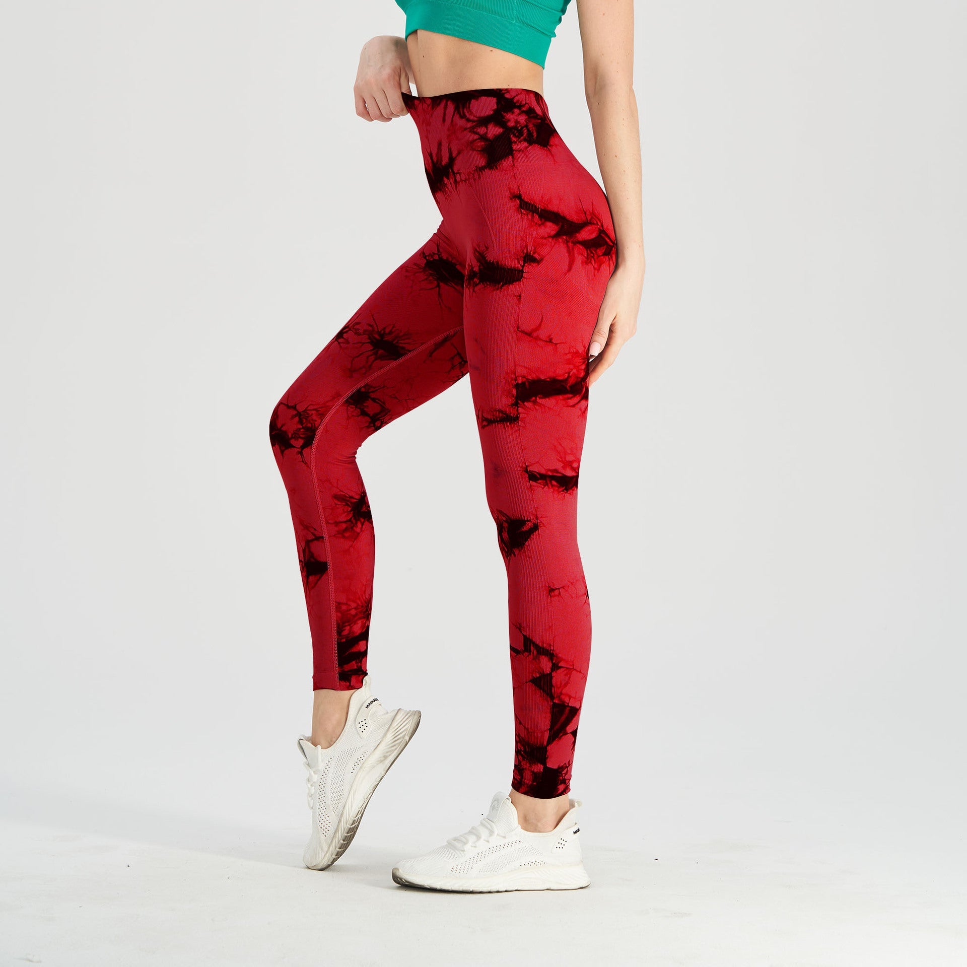 Seamless Tie-Dye Yoga Pants – High-Waist Knitted Leggings