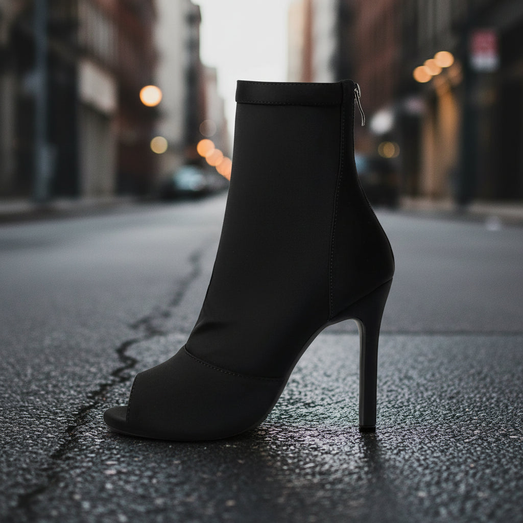 Women Peep Toe Stiletto Boots High Heel Fishmouth Ankle Boots