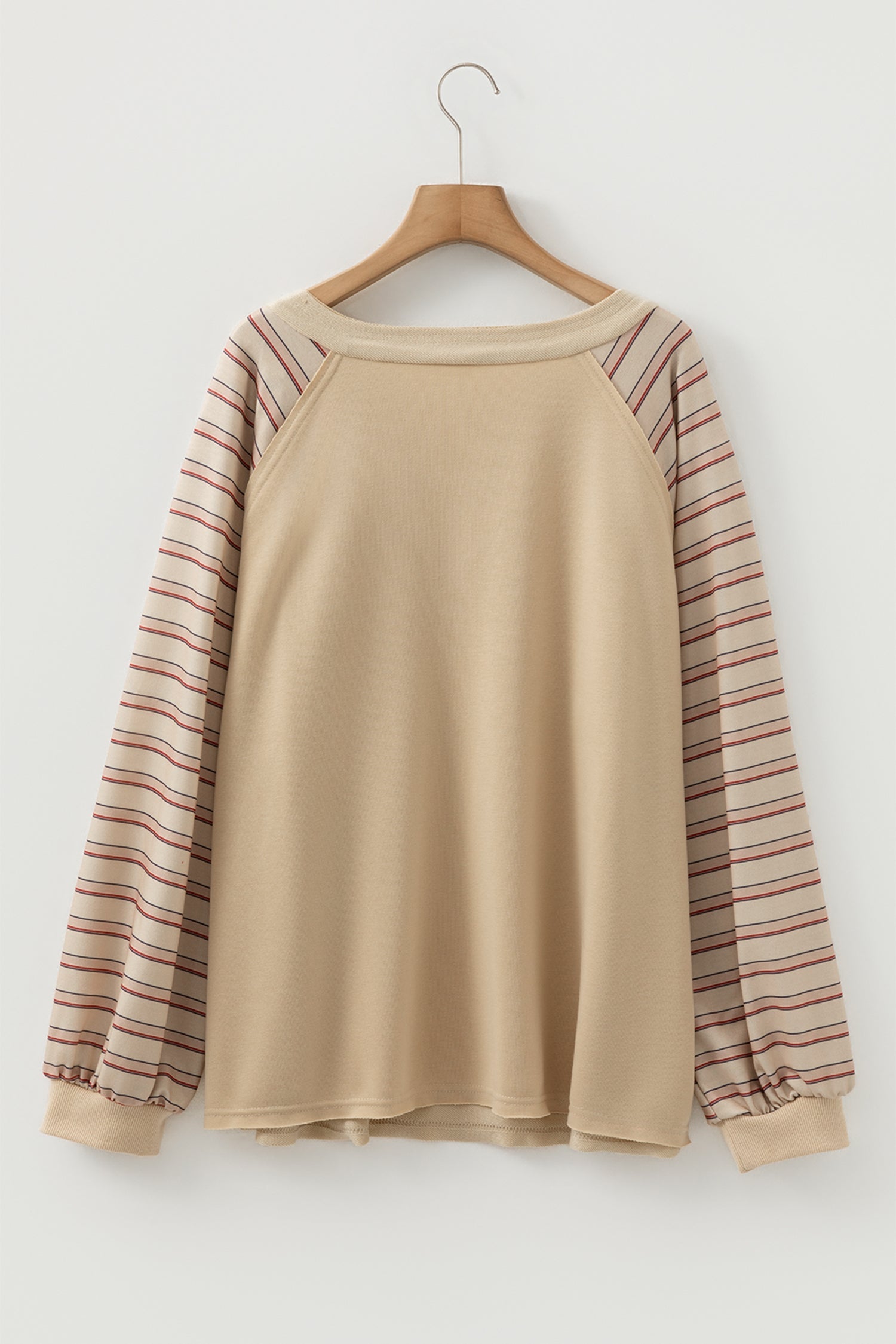 Raglan Stripe Notch-Neck Knit Jumper | Cotton Blend