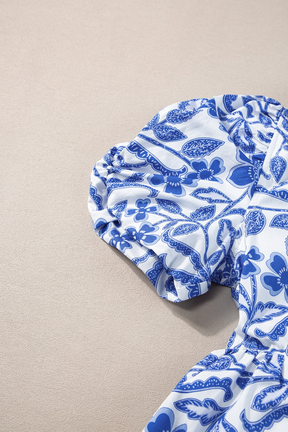 Royal Blue Printed Puff Sleeve Statement Mini Dress