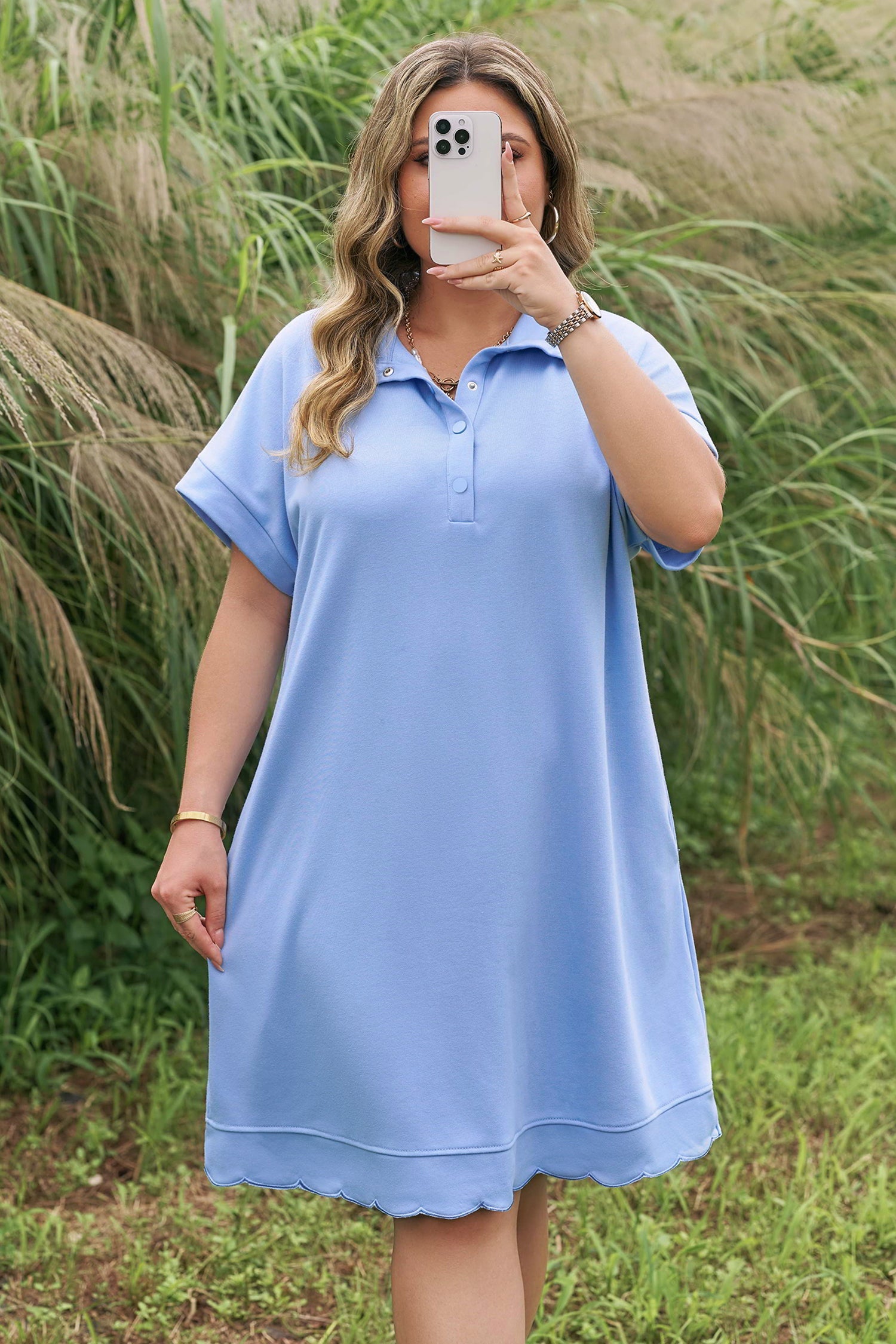 Zaylee Hem Pullover Mini Dress in Light Blue, Sporty Casual