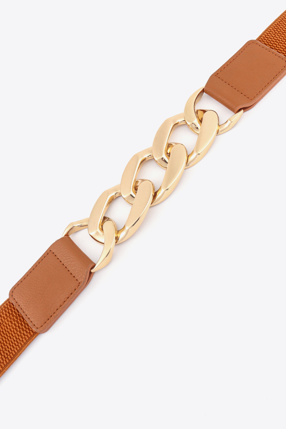 Chain Detail Elastic Belt with Alloy Buckle | PU Leather