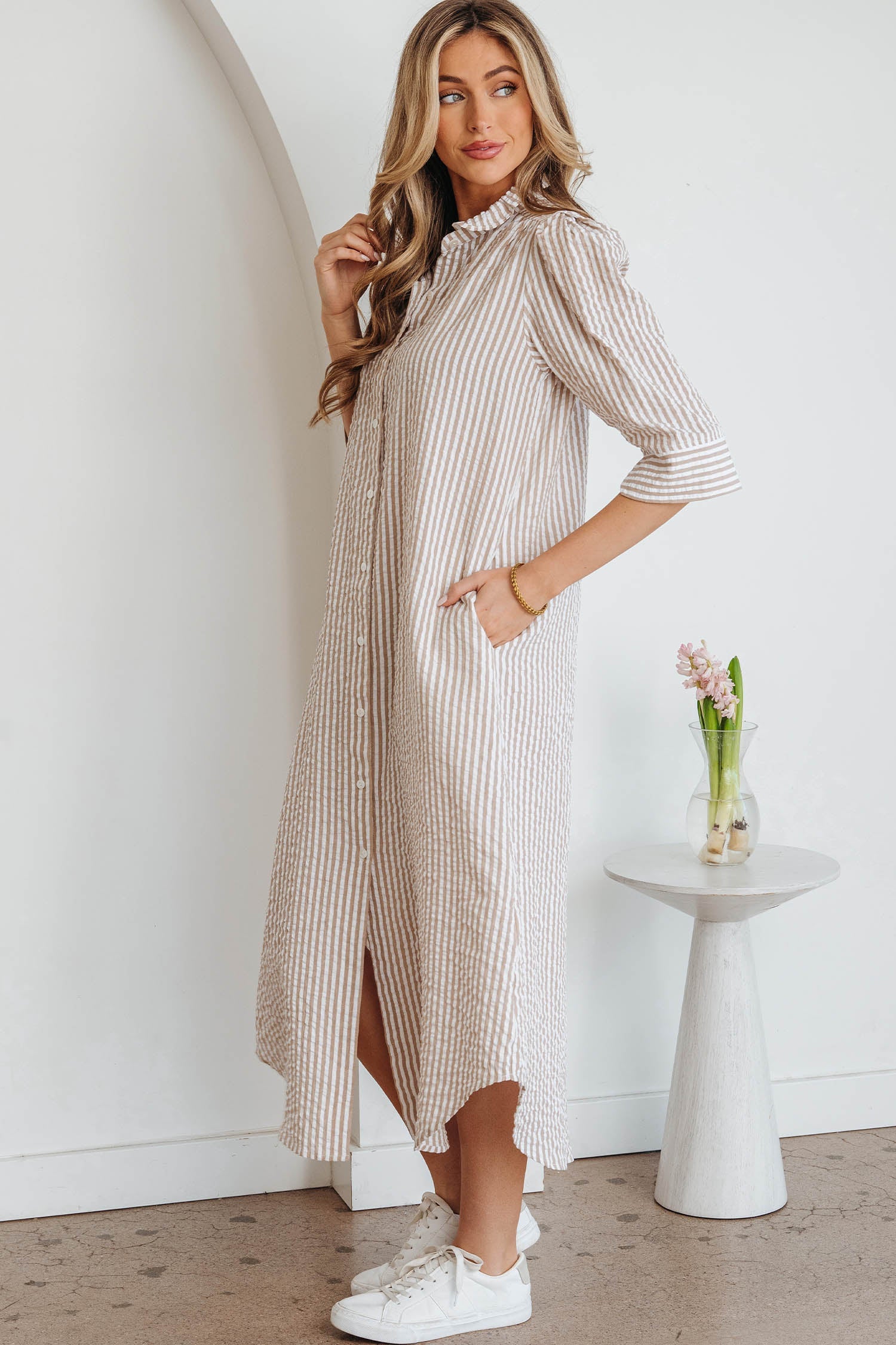 Winona Collar Half Sleeve Shirt Dress for Effortless Chic