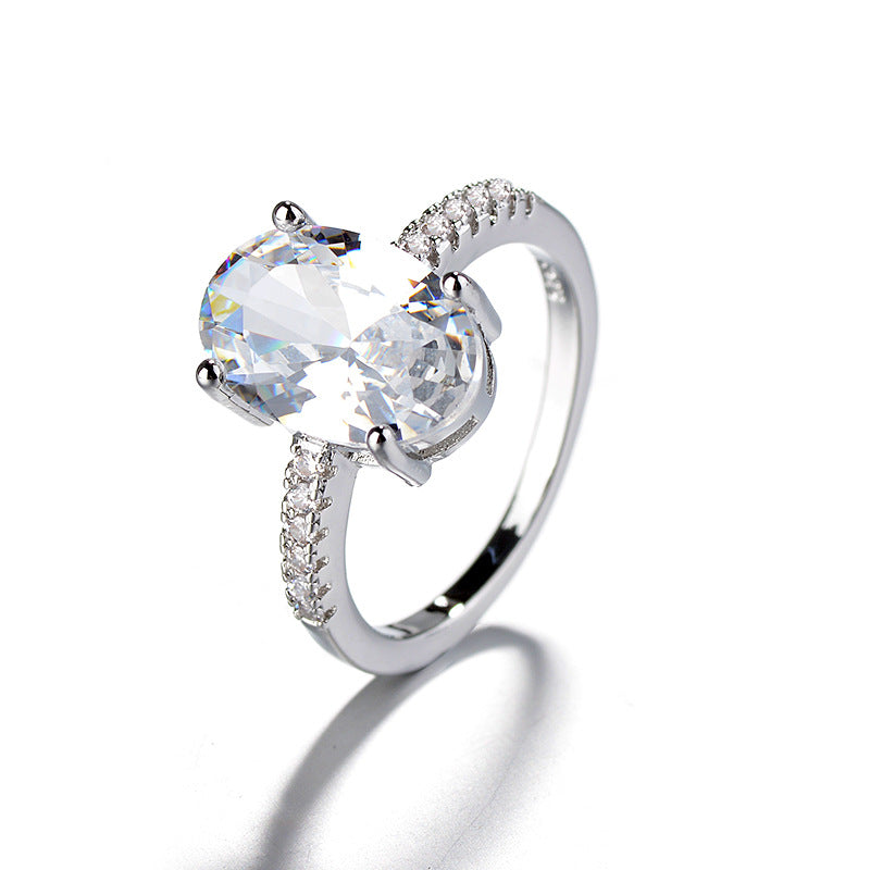Fashion Hot Sale Oval Cut Engagement & Proposal Ring, 18K White Gold Plated Ring Jewelry