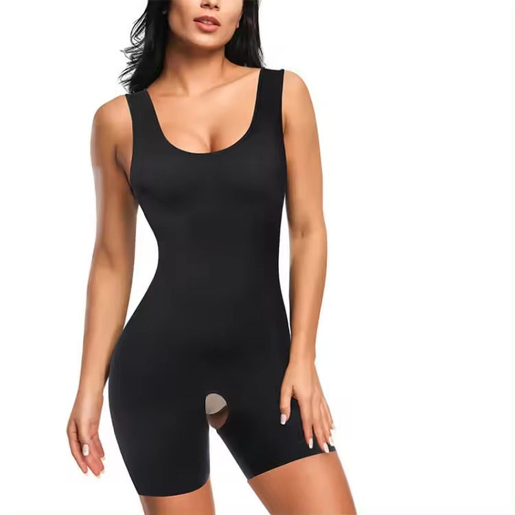 Black camisole shapewear bodysuit featuring tummy control and butt lifting panels.