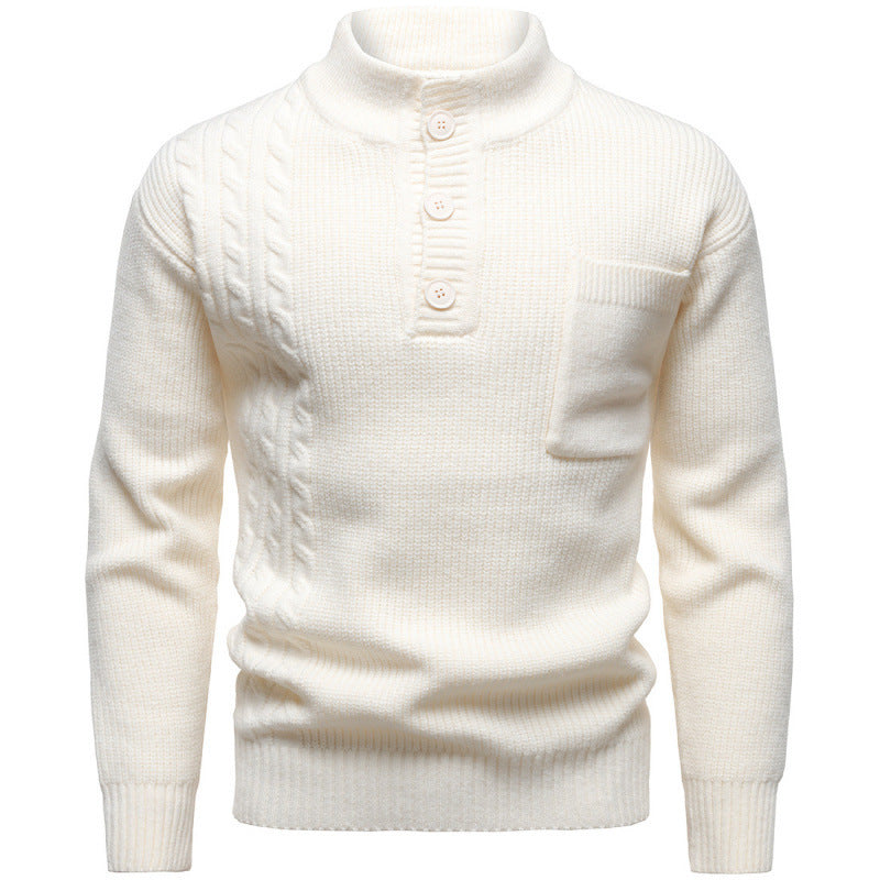 Men's British Style Henry Stand Collar Batwing Sweater