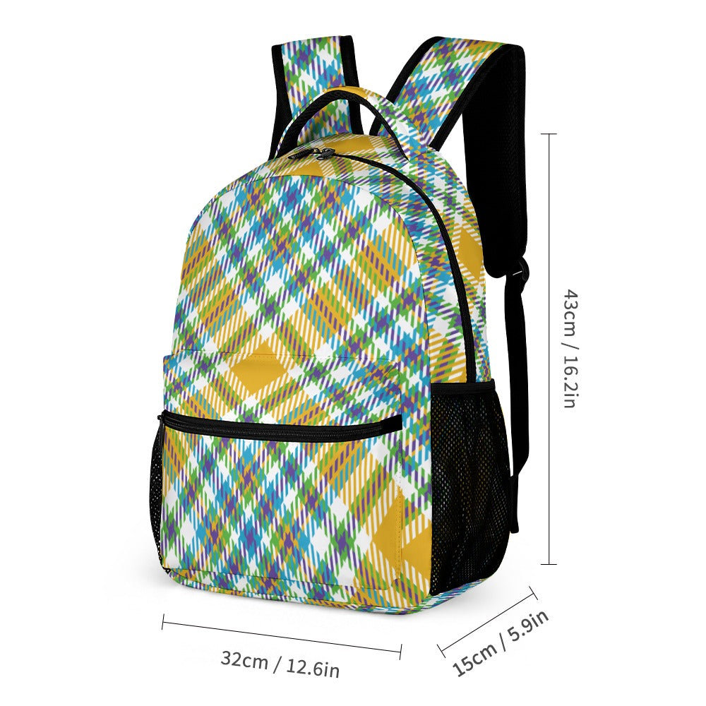 Yellow Multi-Color Plaid 3-Piece Backpack School Bag Set - Image 2