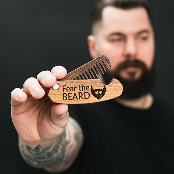 Handcrafted Solid Walnut Wooden Beard Comb for Grooming