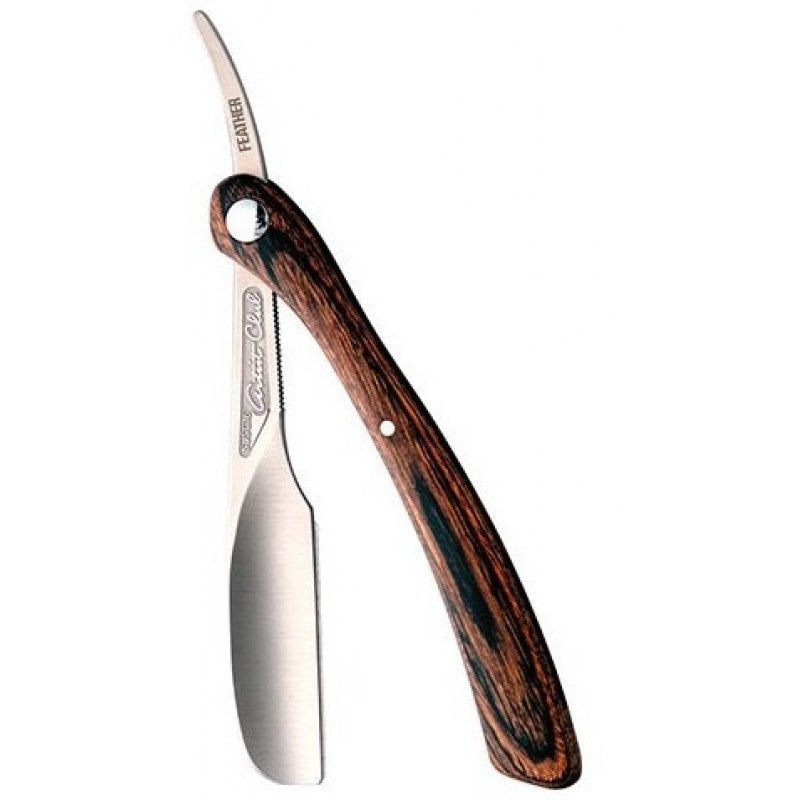 Feather Artist Club DX folding razor with stainless steel blade holder and wood handle