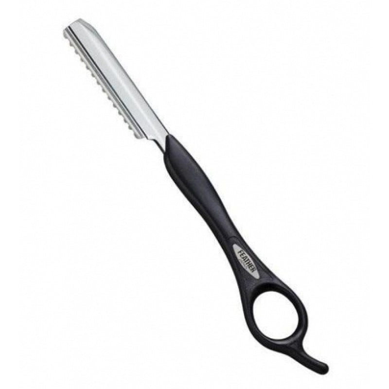 Professional Feather Styling Razor in black finish for precision hair cutting