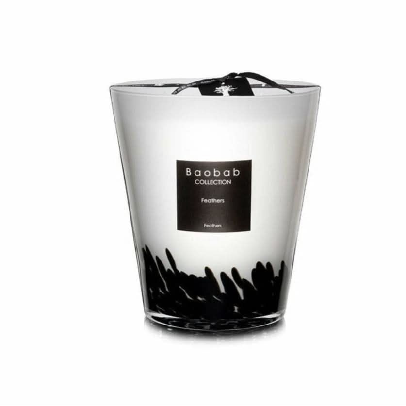 Baobab Collection Feathers Max 16 candle with black inlays in hand-blown glass