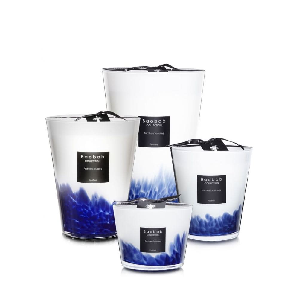 Feathers Touareg Max 24 Candle in Blue Glass