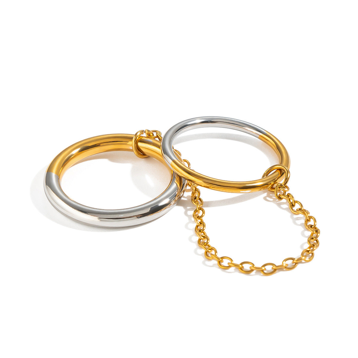 18K Gold-plated Titanium Steel Two-tone Tassel Ring