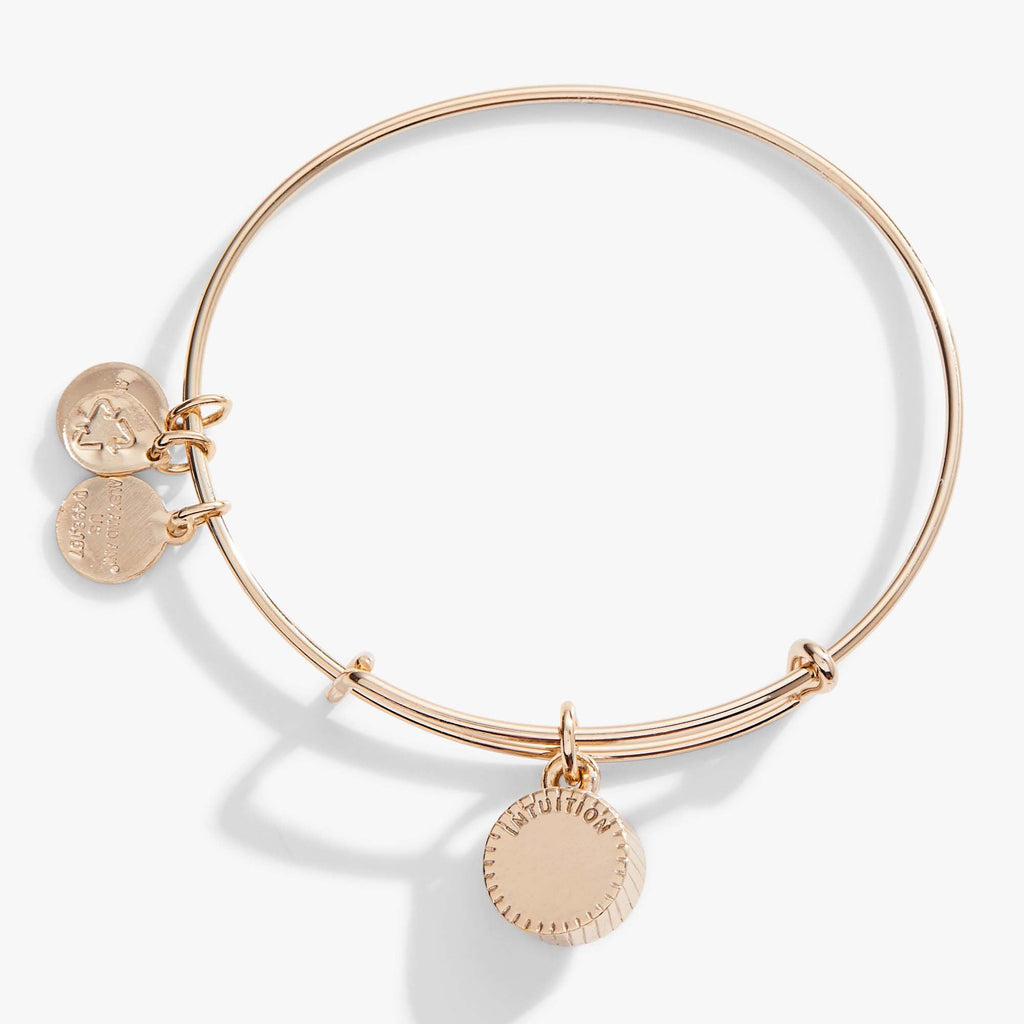 February Birthstone Amethyst Charm Bangle in Gold Tone