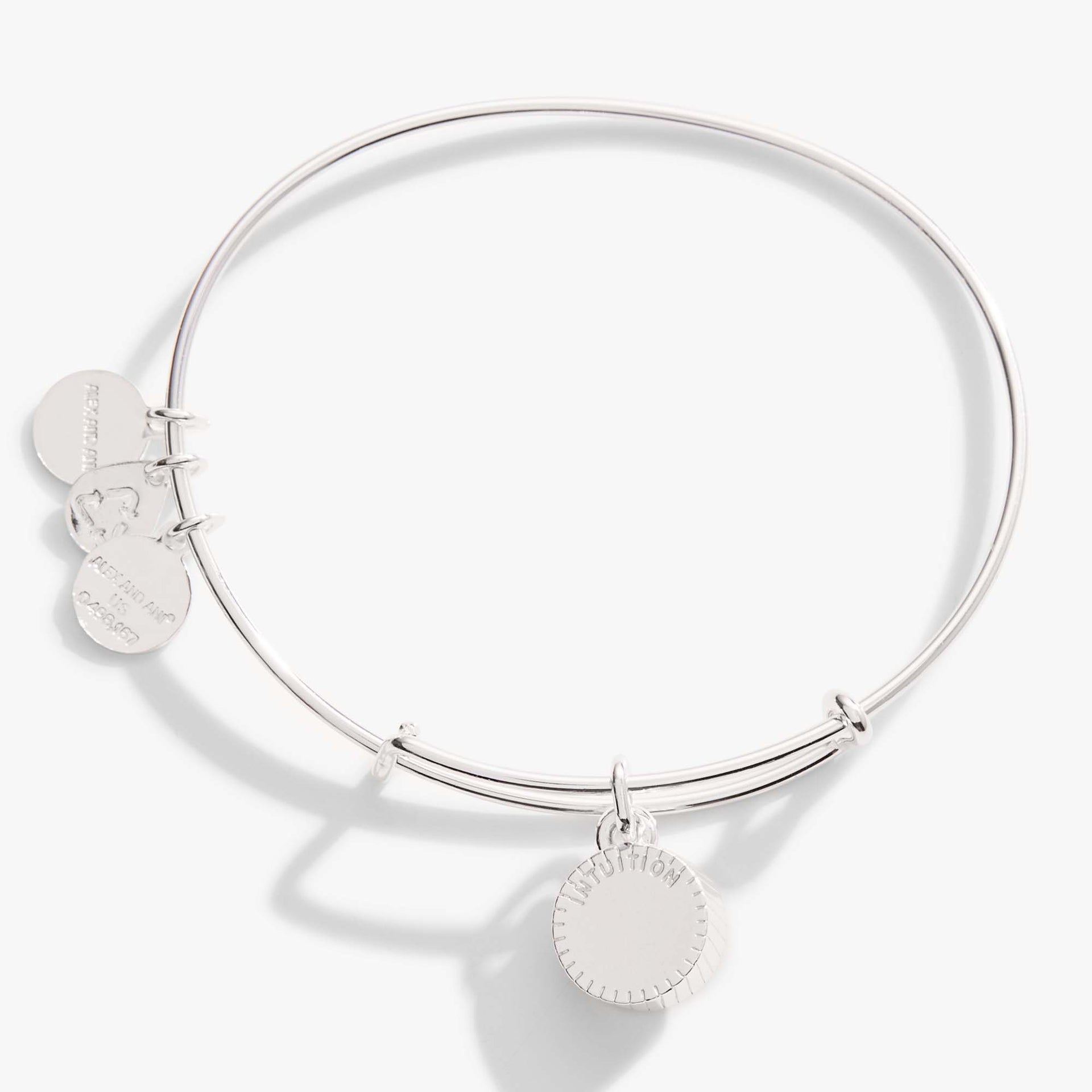 February Birthstone Amethyst Charm Bangle in Gold Tone