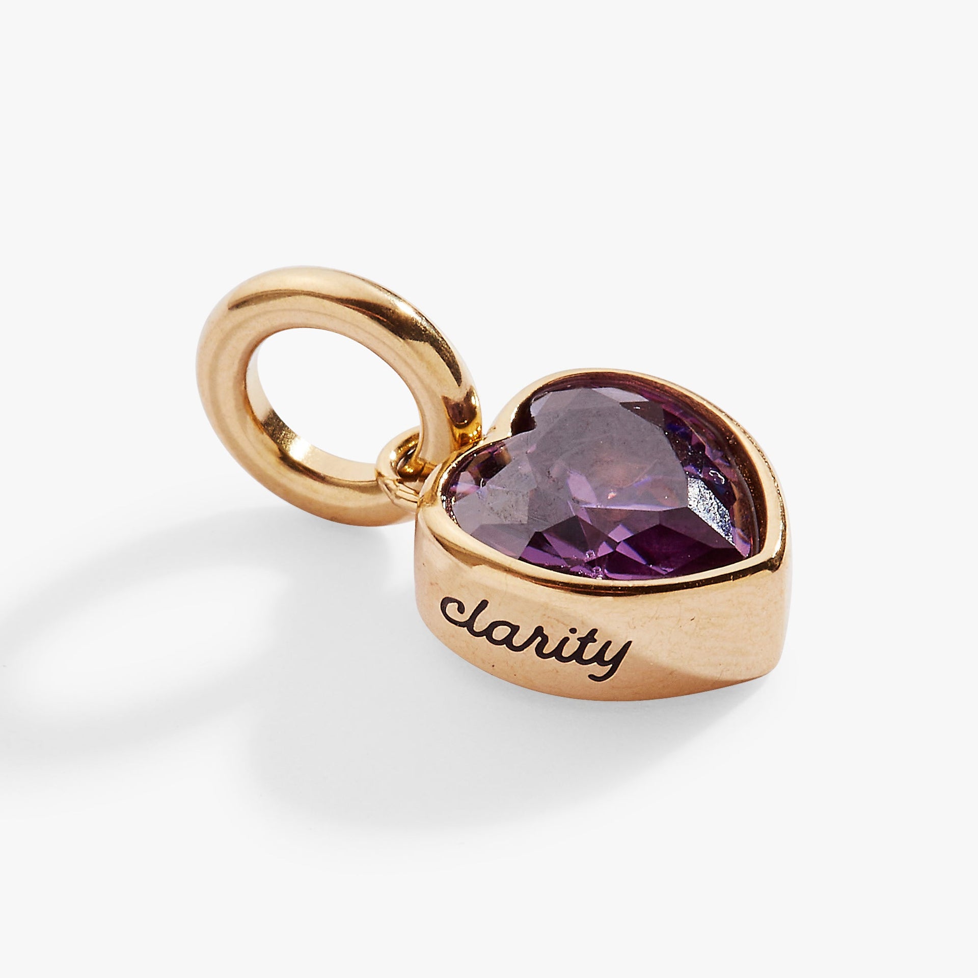 February Clarity Heart Birthstone Charm - Amethyst-Colored CZ