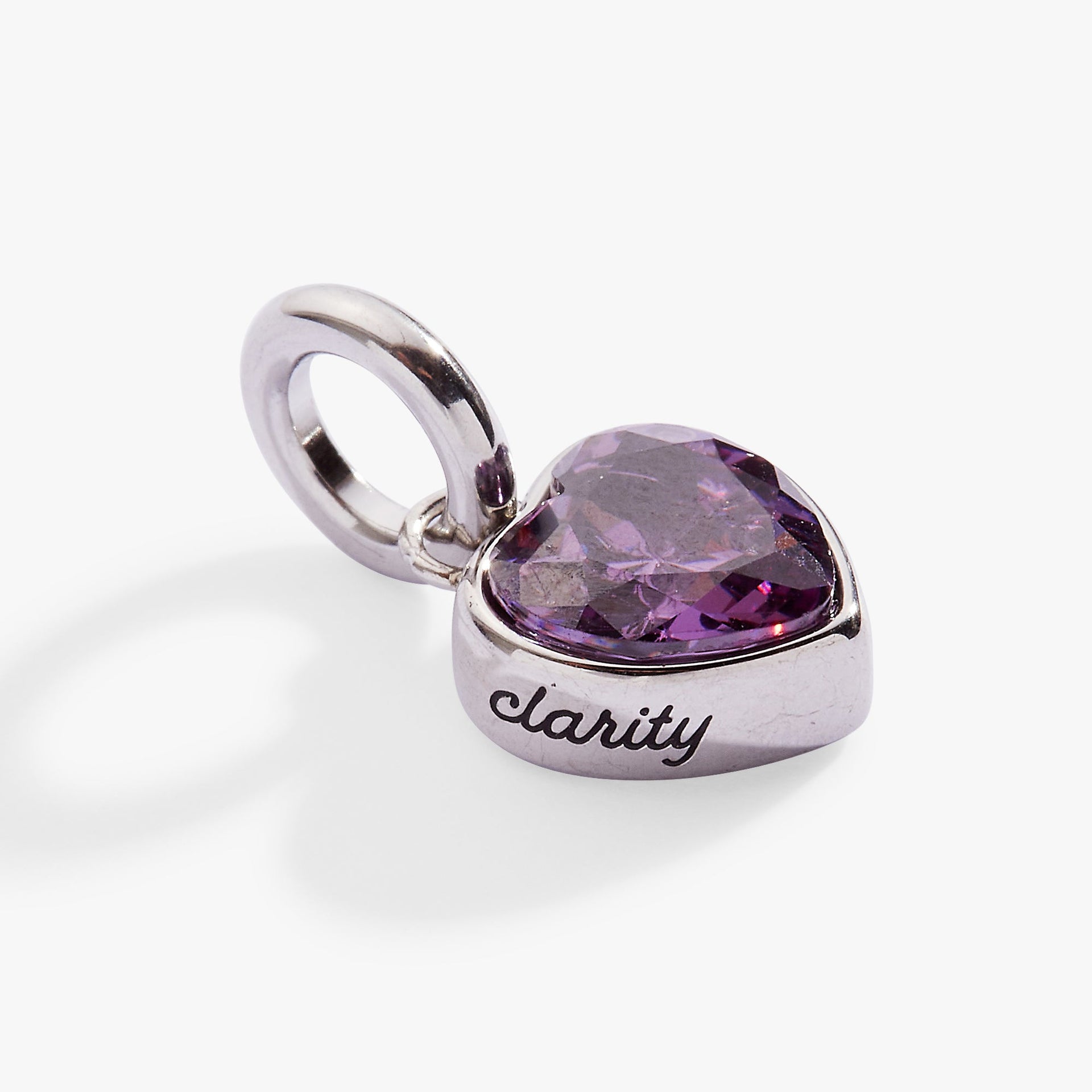 February Clarity Heart Birthstone Charm - Amethyst-Colored CZ