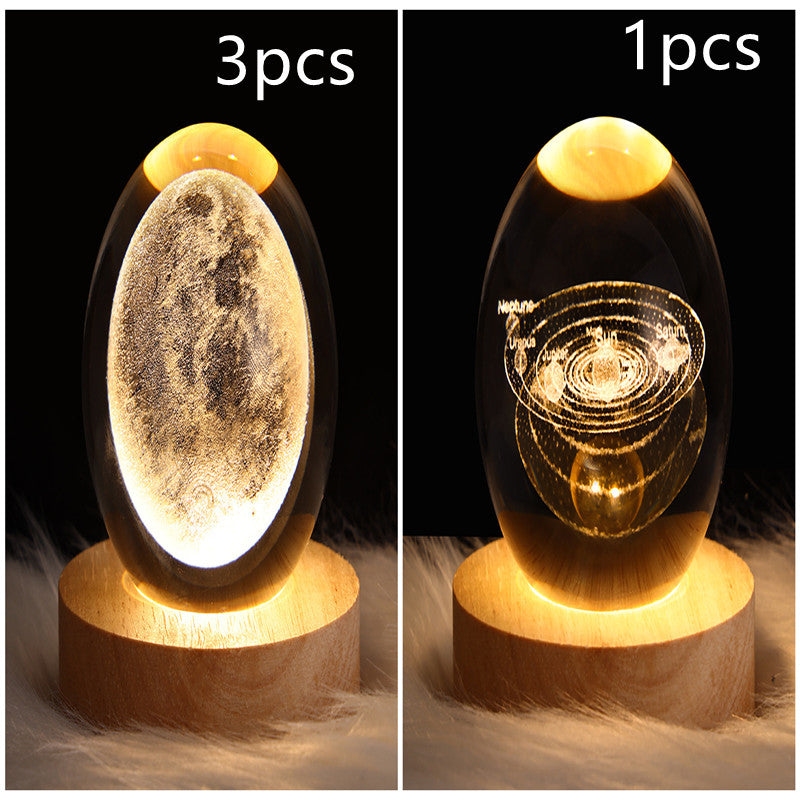3D Galaxy Crystal Ball LED Night Light Planet Lamp Home Decor