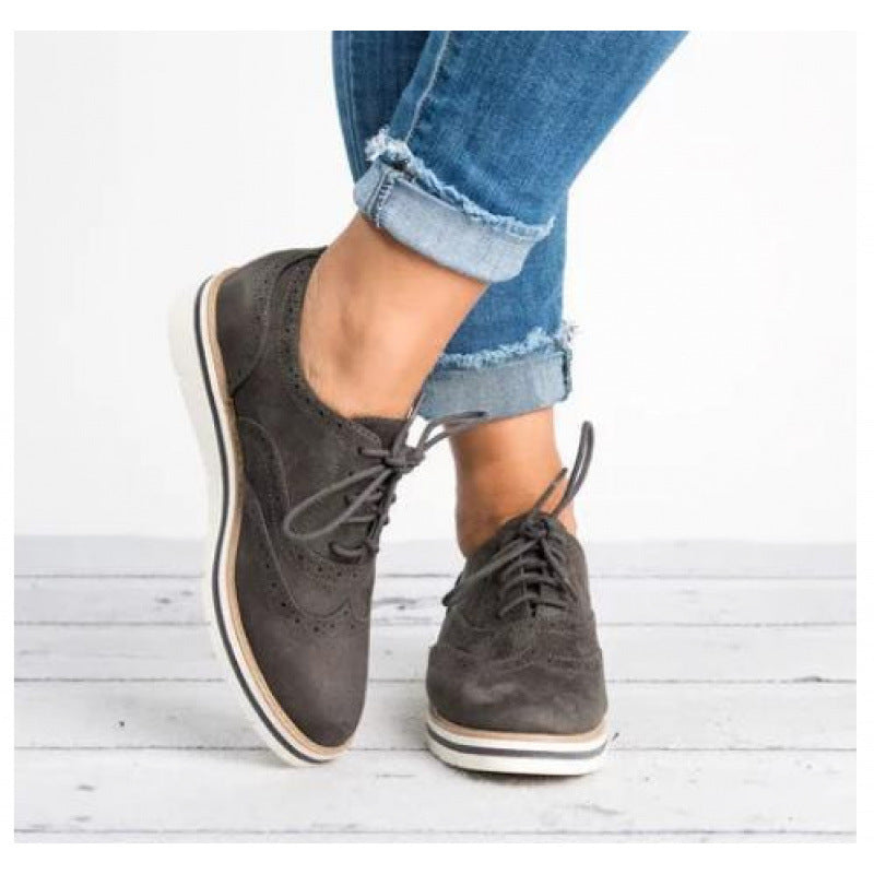Women’s Retro British Style Casual Oxford Sneakers Flat Shoes