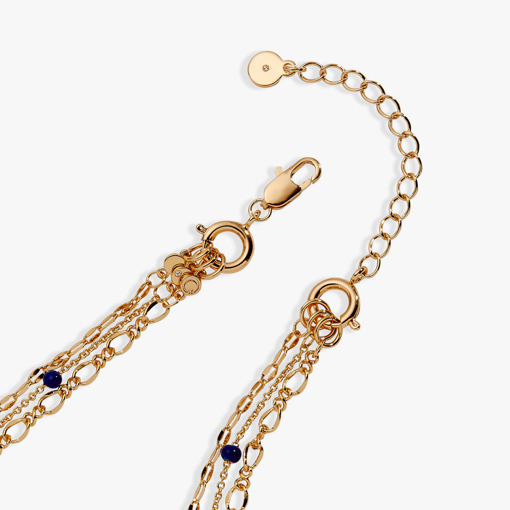 Festival Stranded™ Evil Eye Layered Necklace in Gold and Blue