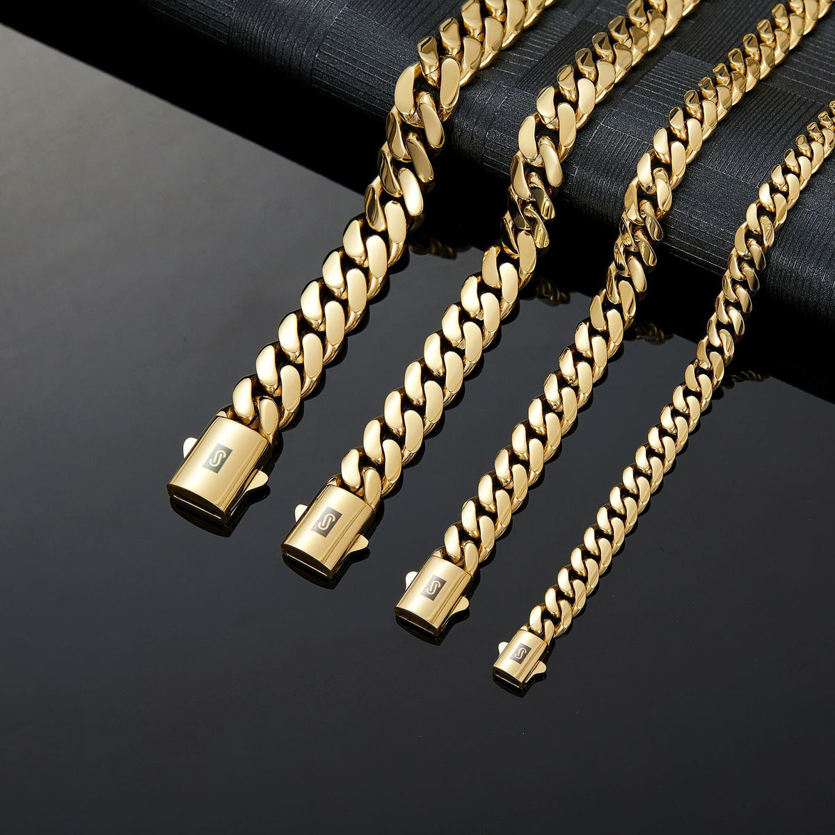 14K Vacuum-Plated Stainless Steel Mens Necklace
