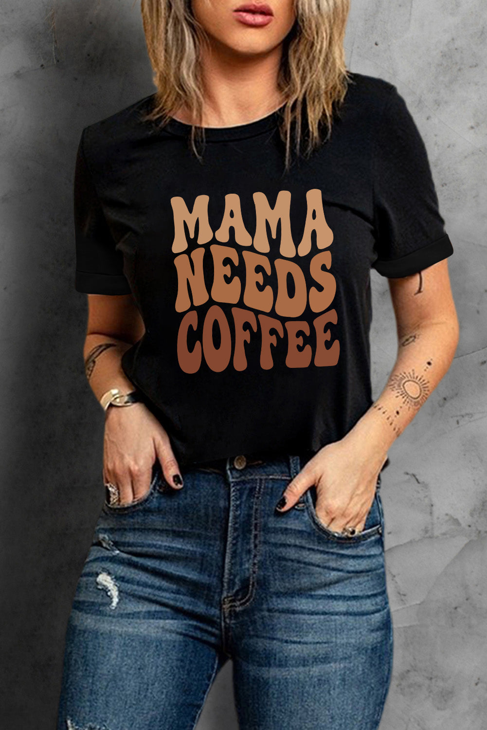Black MAMA NEEDS COFFEE Graphic T-Shirt | Soft Cotton Blend