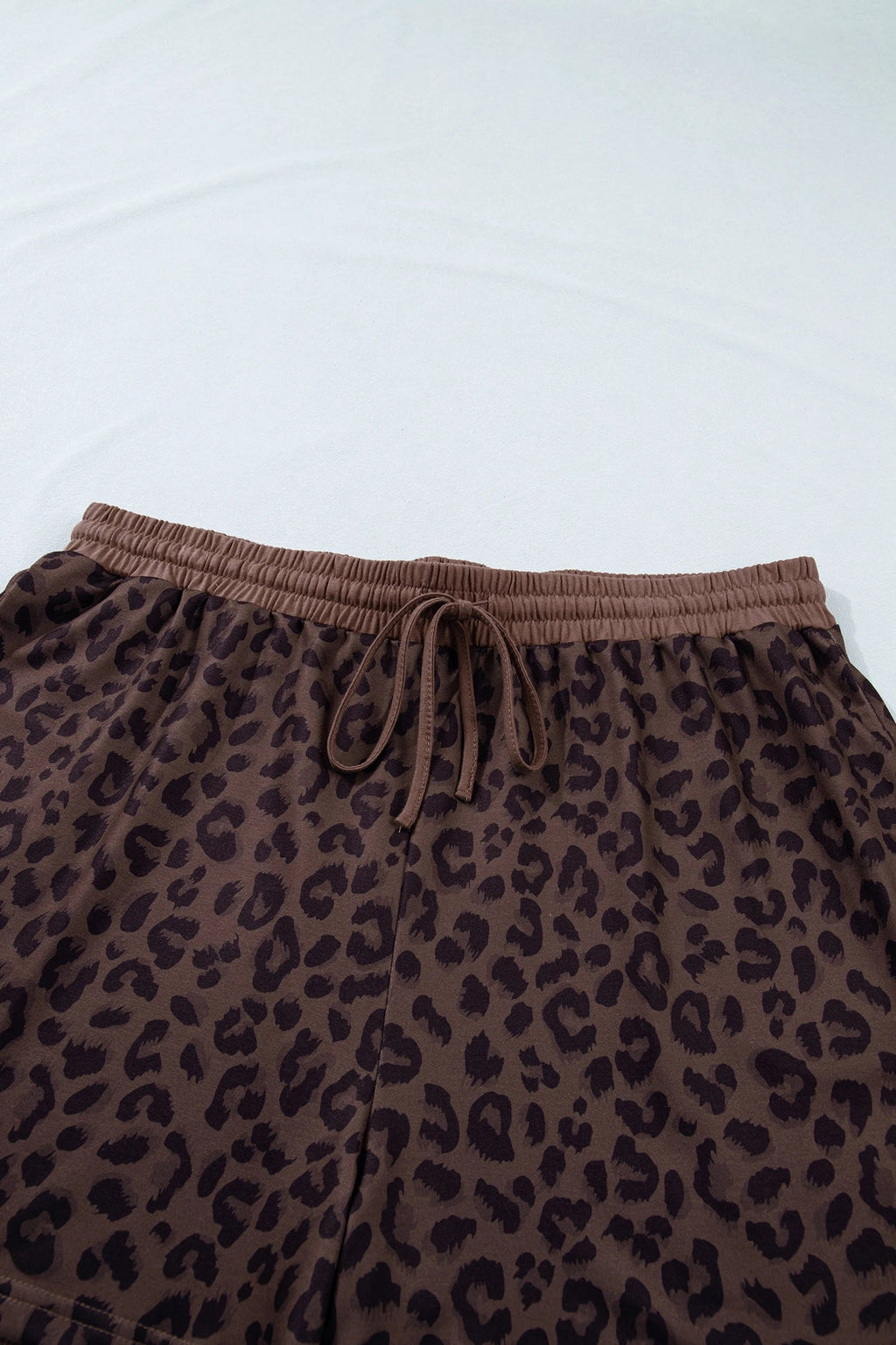 Leopard Print Collared Top and Drawstring Shorts Set - Image 5