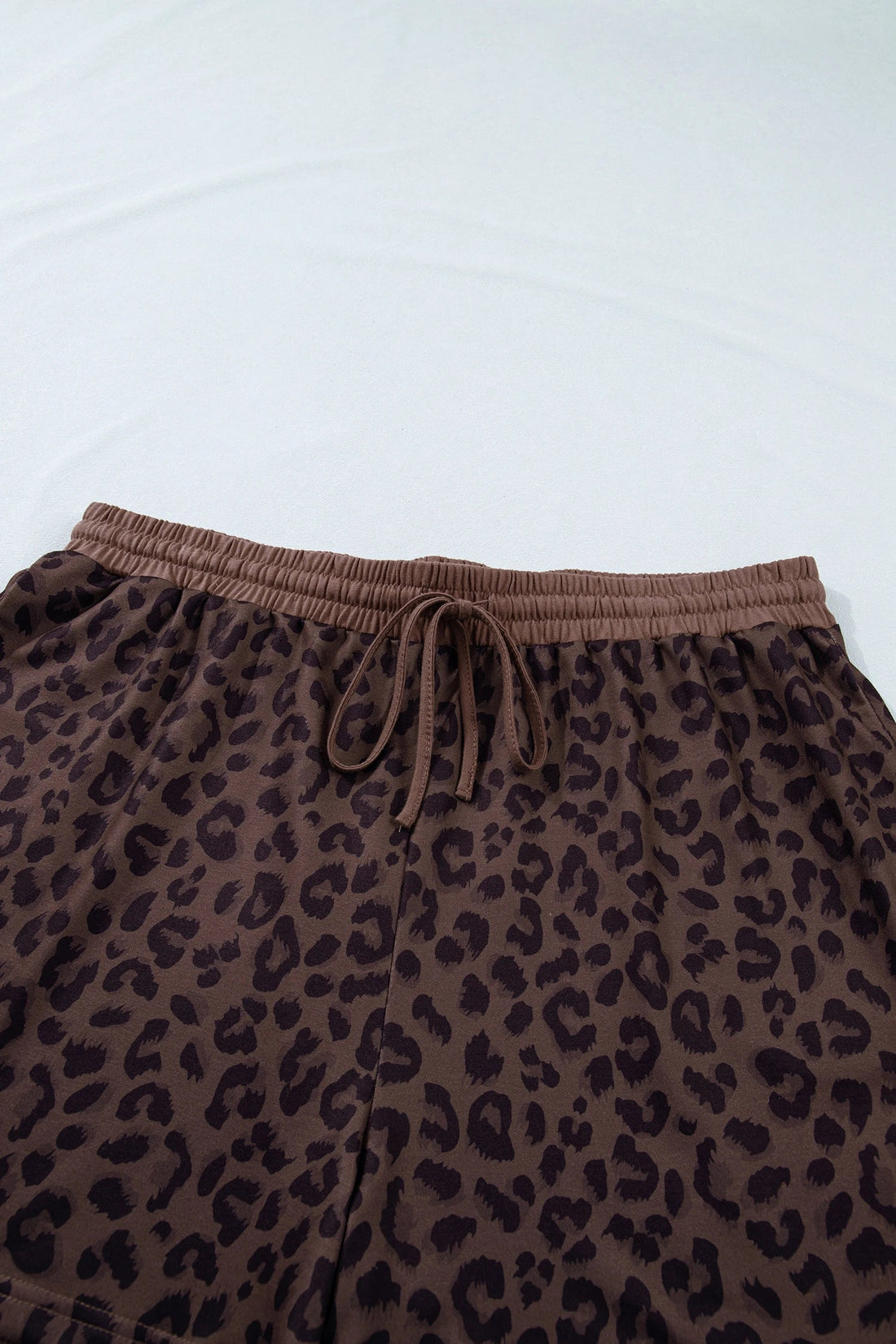 Leopard Print Collared Top and Drawstring Shorts Set - Image 5