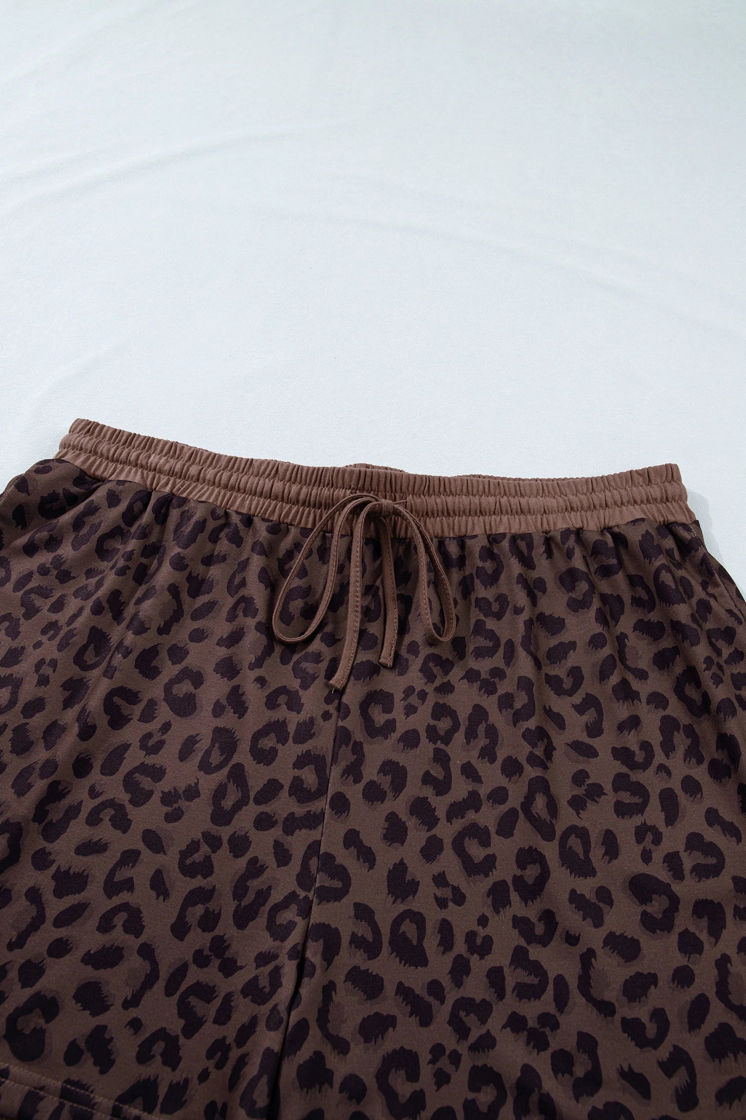 Leopard Print Collared Top and Drawstring Shorts Set - Image 5
