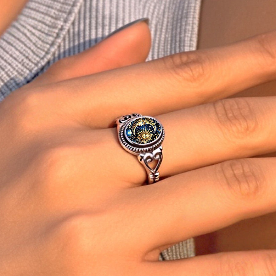 Retro Starry Print Ring For Women
