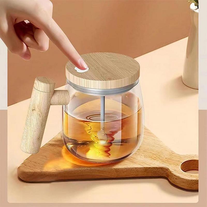 400ML Electric Self-Stirring Glass Coffee Mug for Fast Mixing