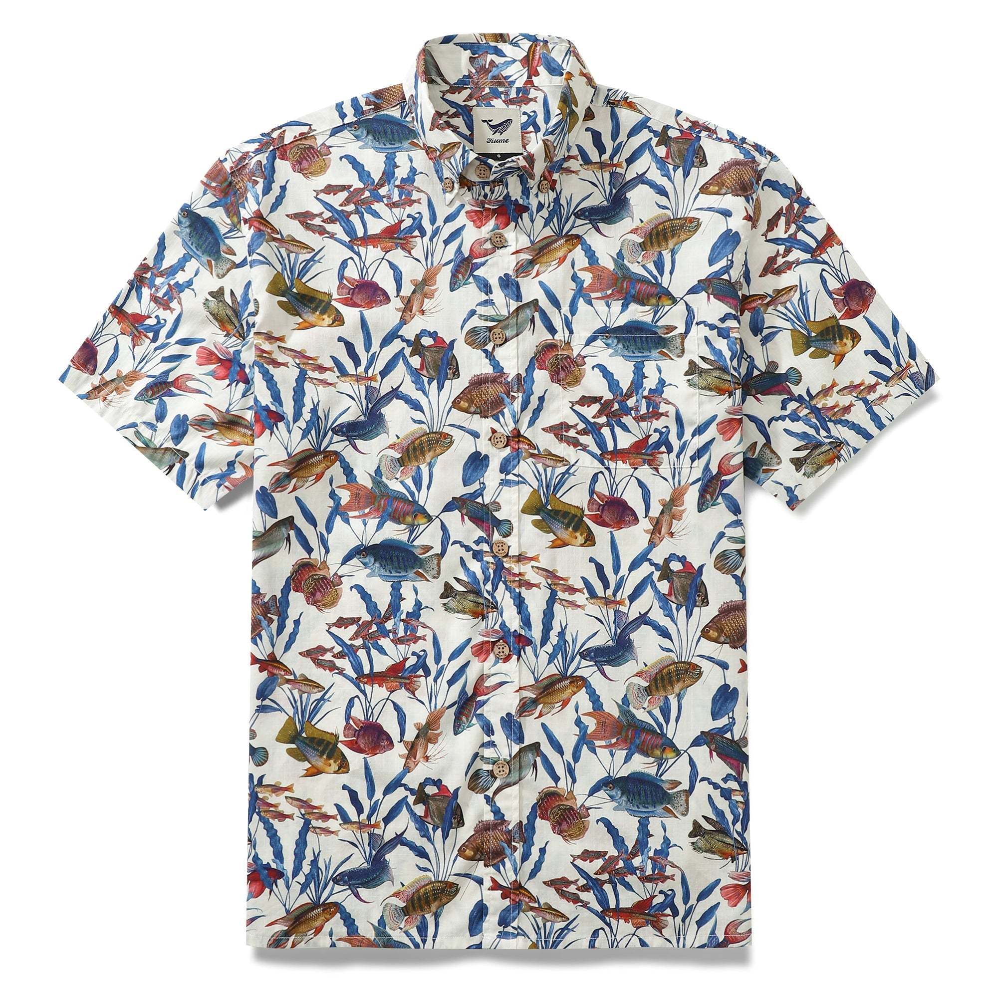 Men's Fish Shirt Button Down Tropical Hawaiian Shirts For Men Short Sleeve Aloha Shirt Nature Collector By Amy