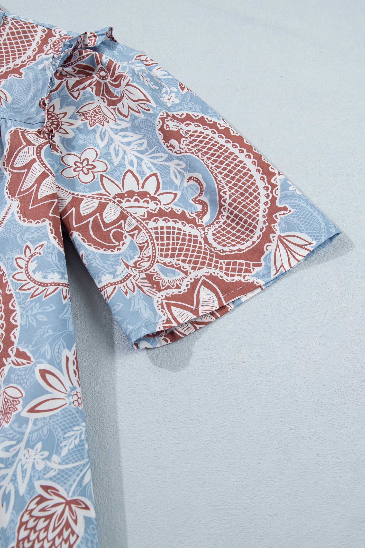 Athena Floral & Paisley Print Short Sleeve Boho Shirt