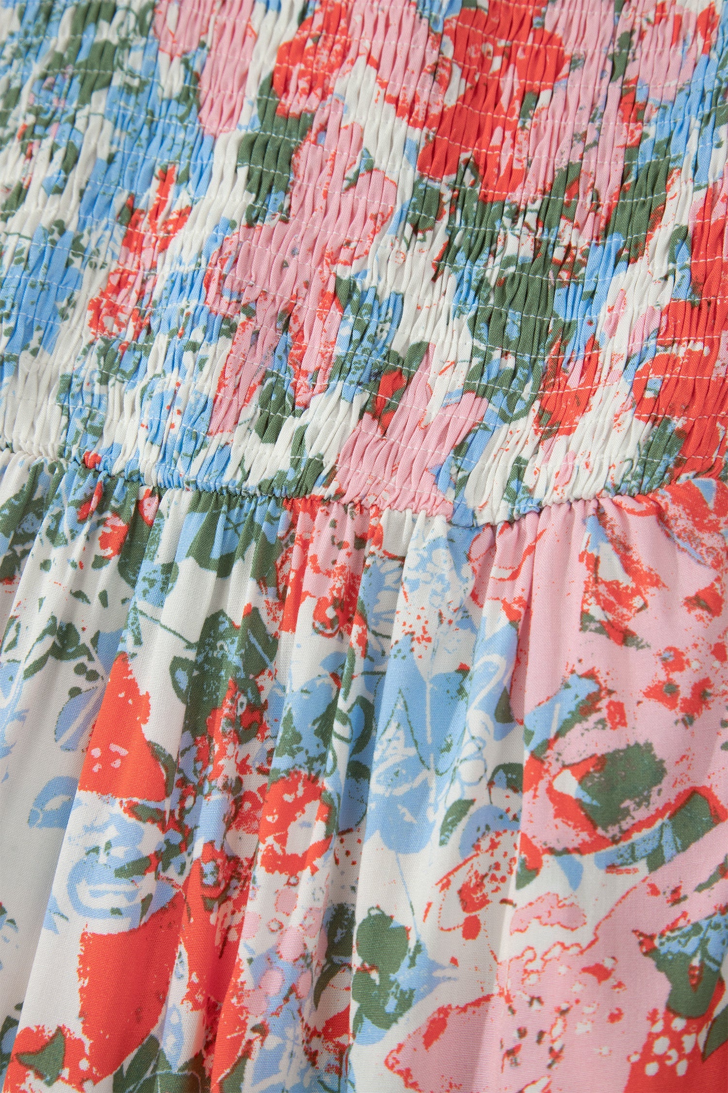 Floral Flutter Sleeve Long Dress with V-Neck and Tiered Skirt