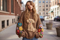 Women’s Brown Crew Neck Sweater with Embroidered Floral Dog Motif - Image 2