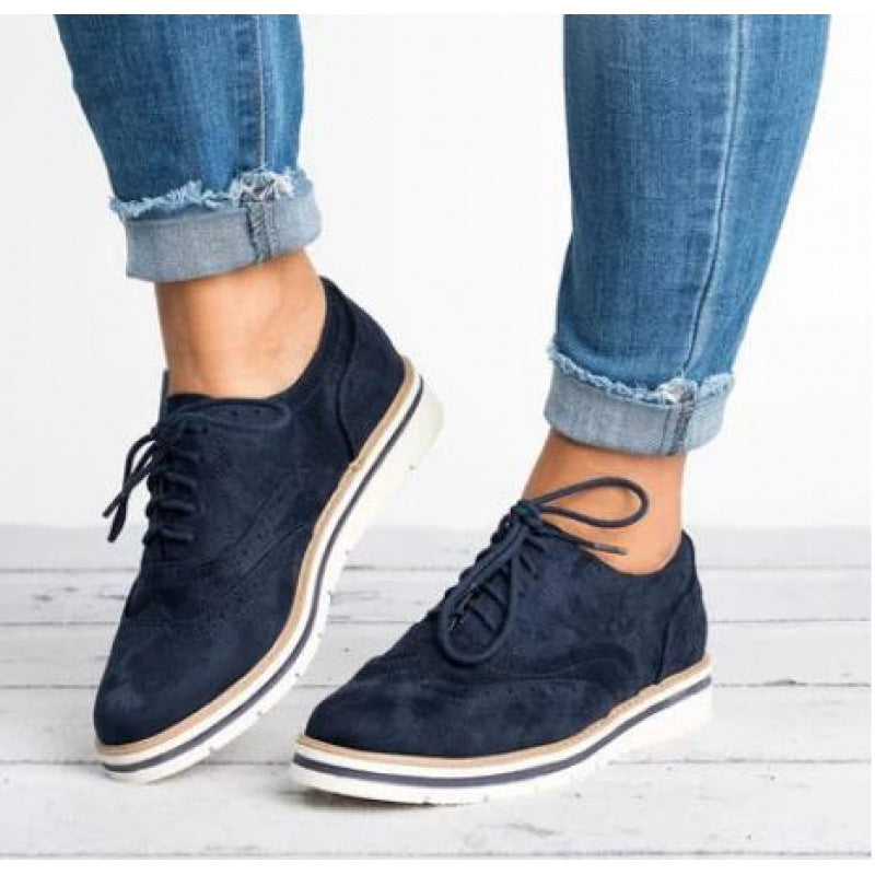 Women’s Retro British Style Casual Oxford Sneakers Flat Shoes