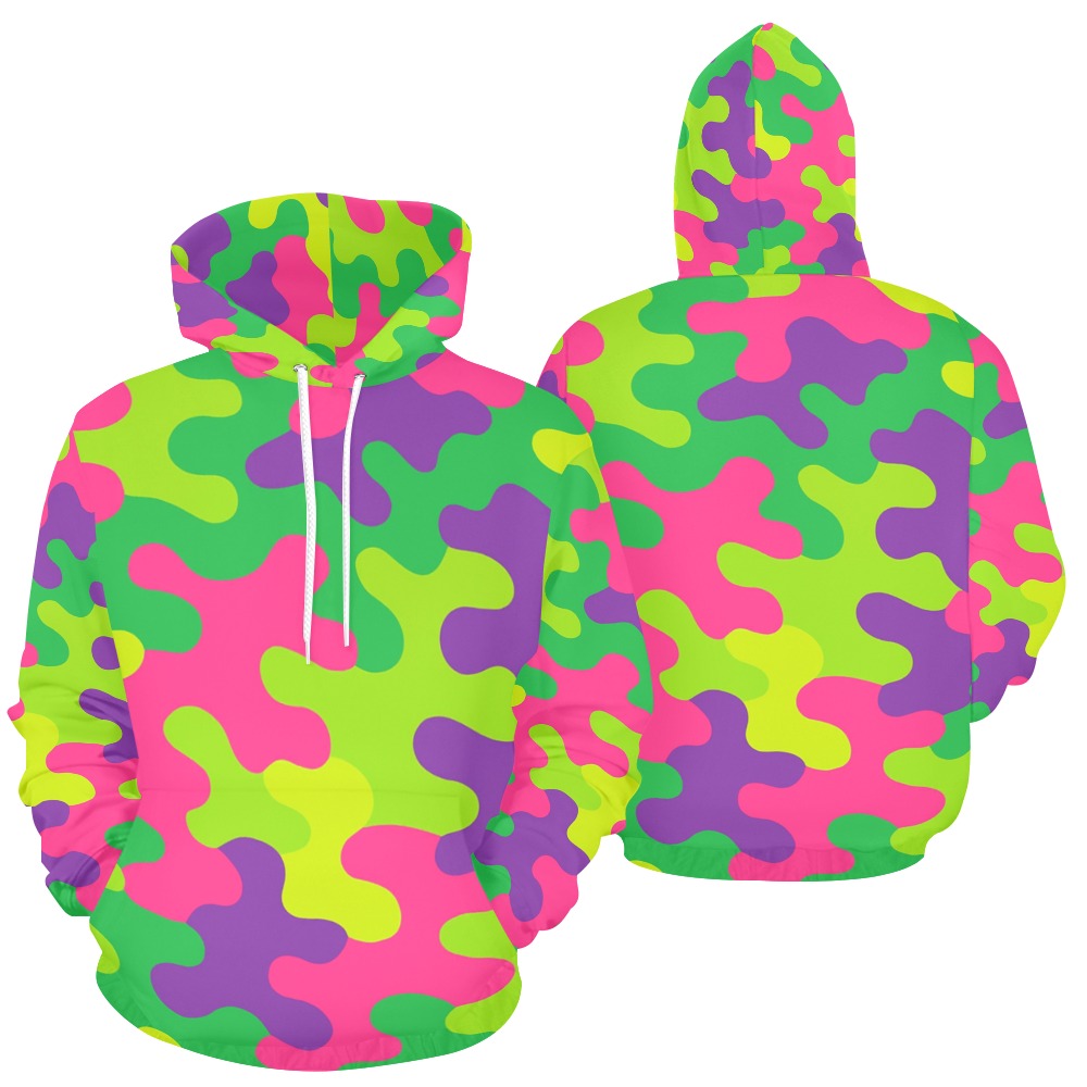 Women's Harajuku Rainbow Camo All-Over Print Hoodie - Image 4