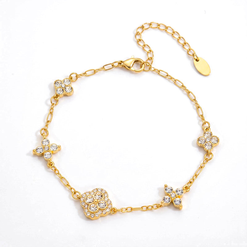 Fashionable And Personalized High-quality Stainless Steel Unisex Flower And Leaf Bracelet
