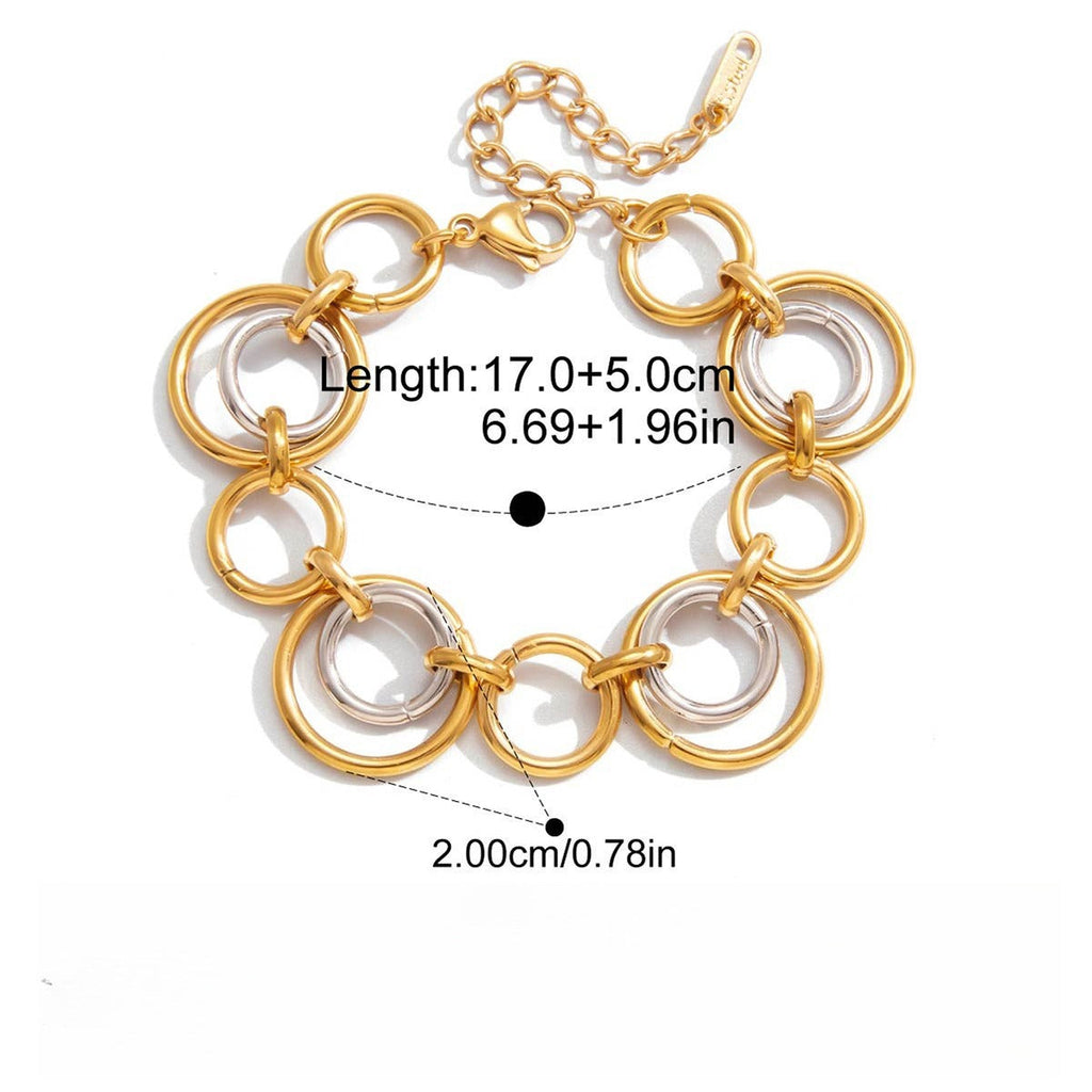 18K Gold and S925 Silver Multi-Layer Mixed Metal Bracelet