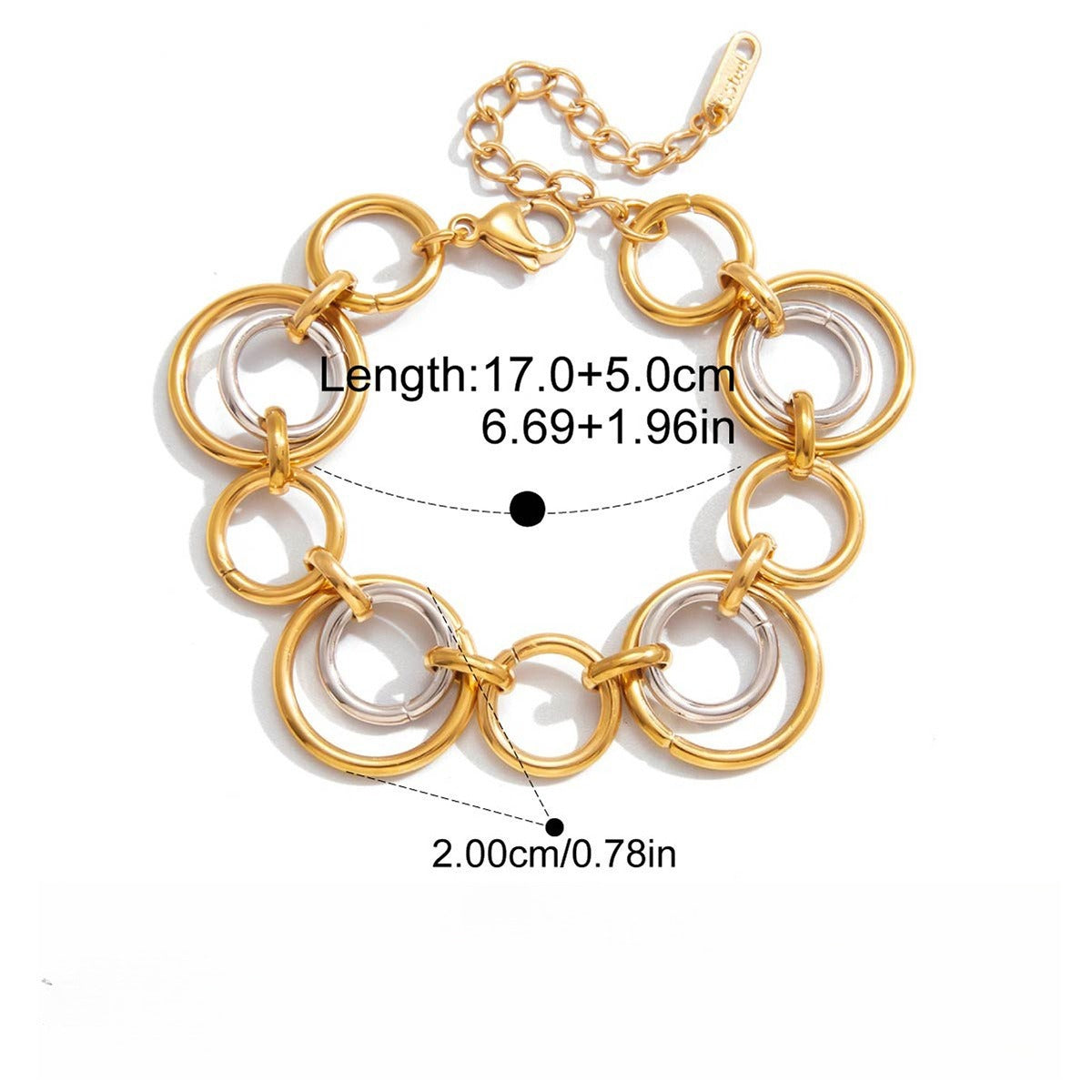 18K Gold and S925 Silver Multi-Layer Mixed Metal Bracelet