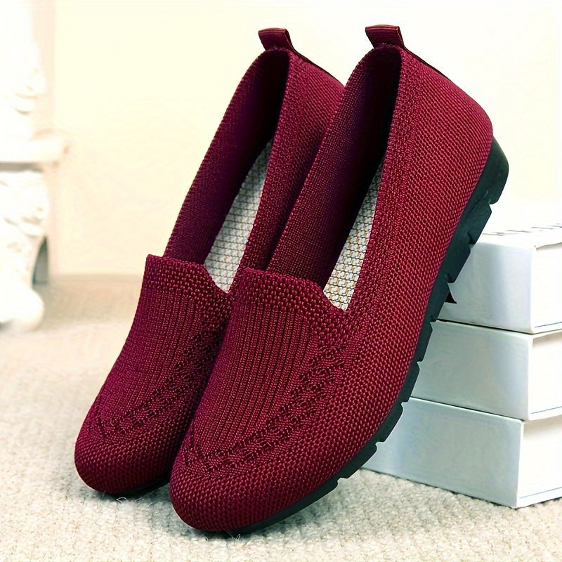 Women's Knit Slip-On Loafers Lightweight Breathable Casual Shoes - Image 22