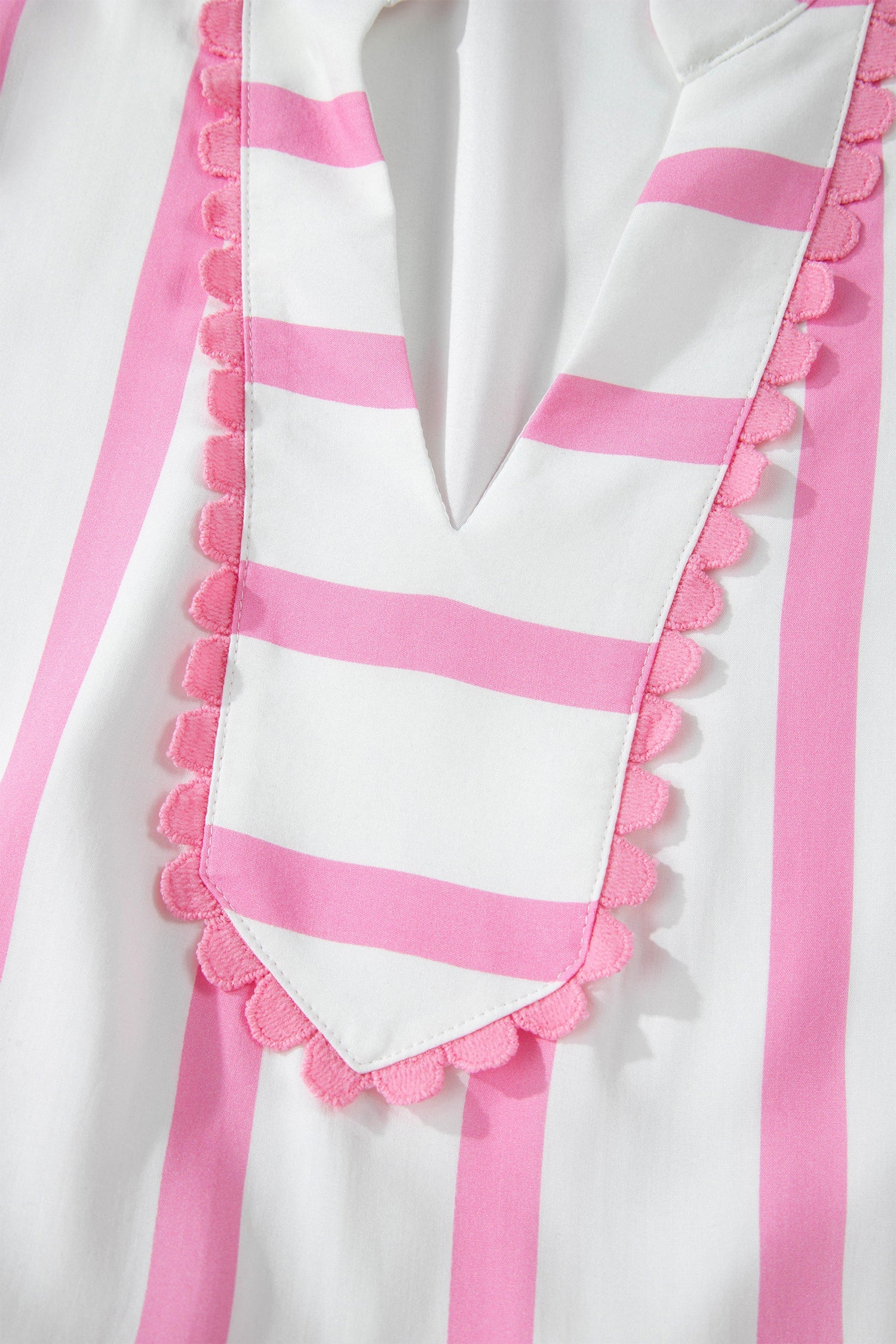 Elowen Striped Tiered V Neck Maxi Dress in Pink and White