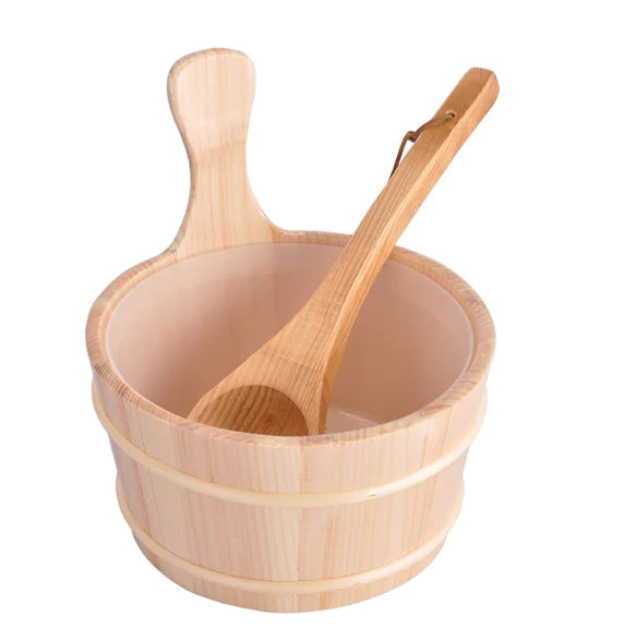 Wooden Sauna Bucket with Ladle for Showering
