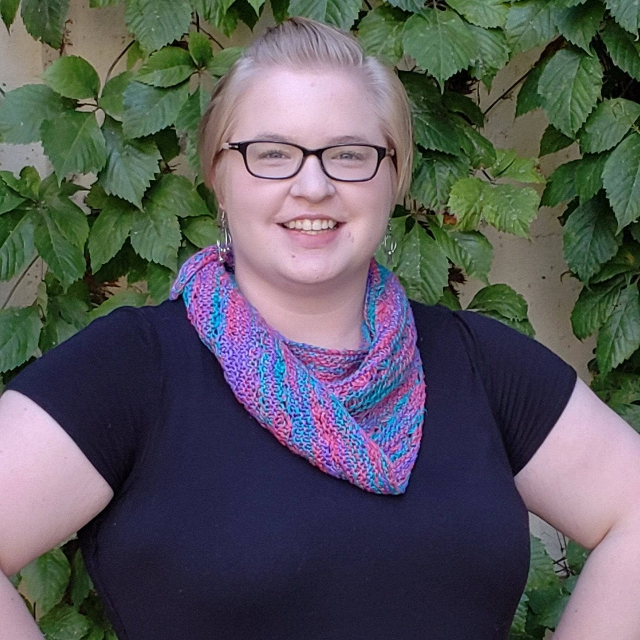 Field of Dreams shawl featuring garter and daisy stitch texture in a classic scarf shape.