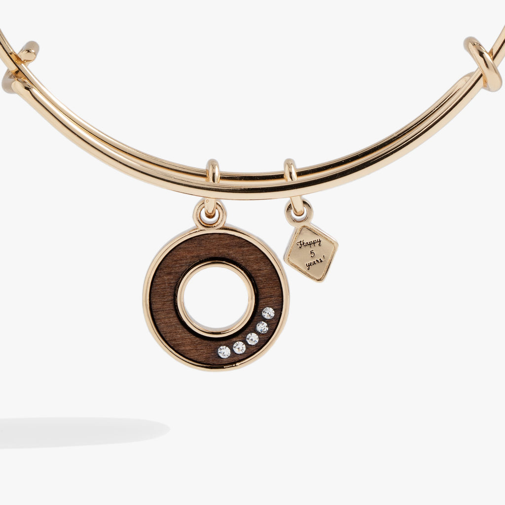 Five-Year Anniversary Bangle with Wood Inlay and Crystal Accents