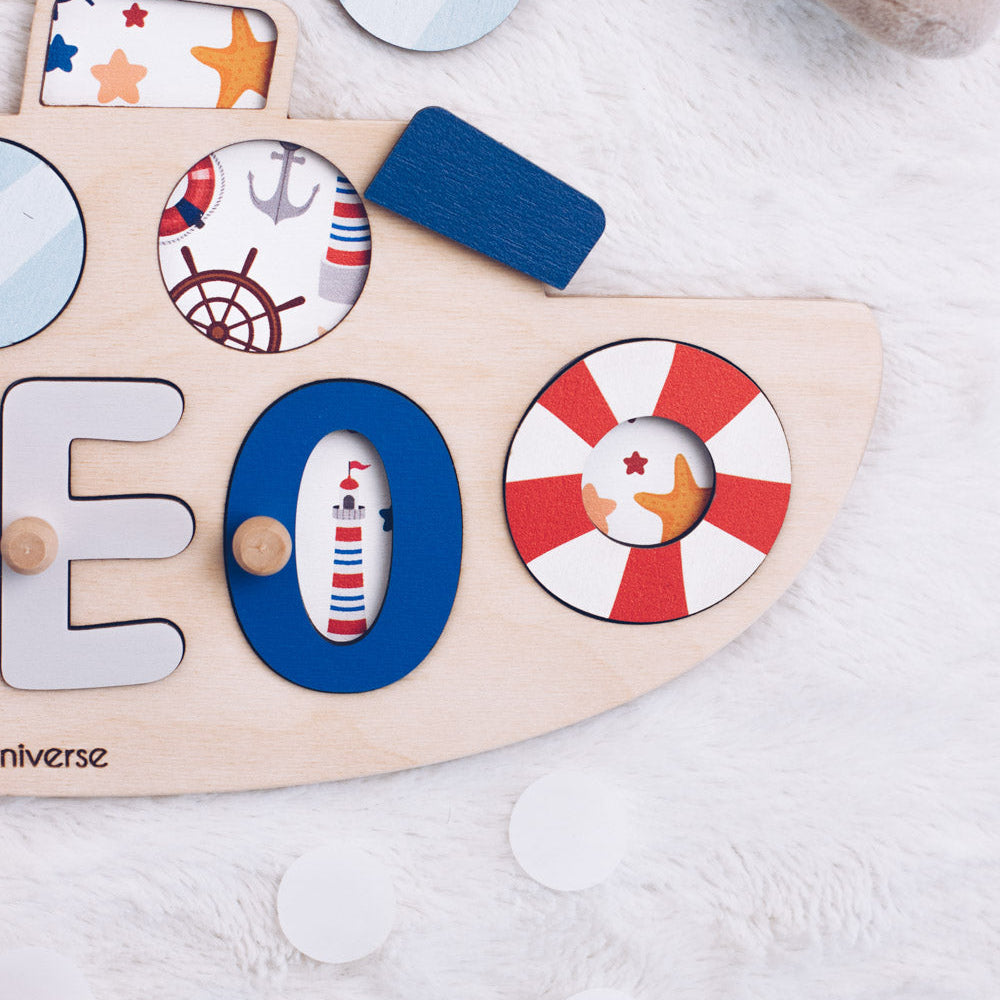 Custom Boat Name Puzzle for Toddlers Educational Wooden Gift