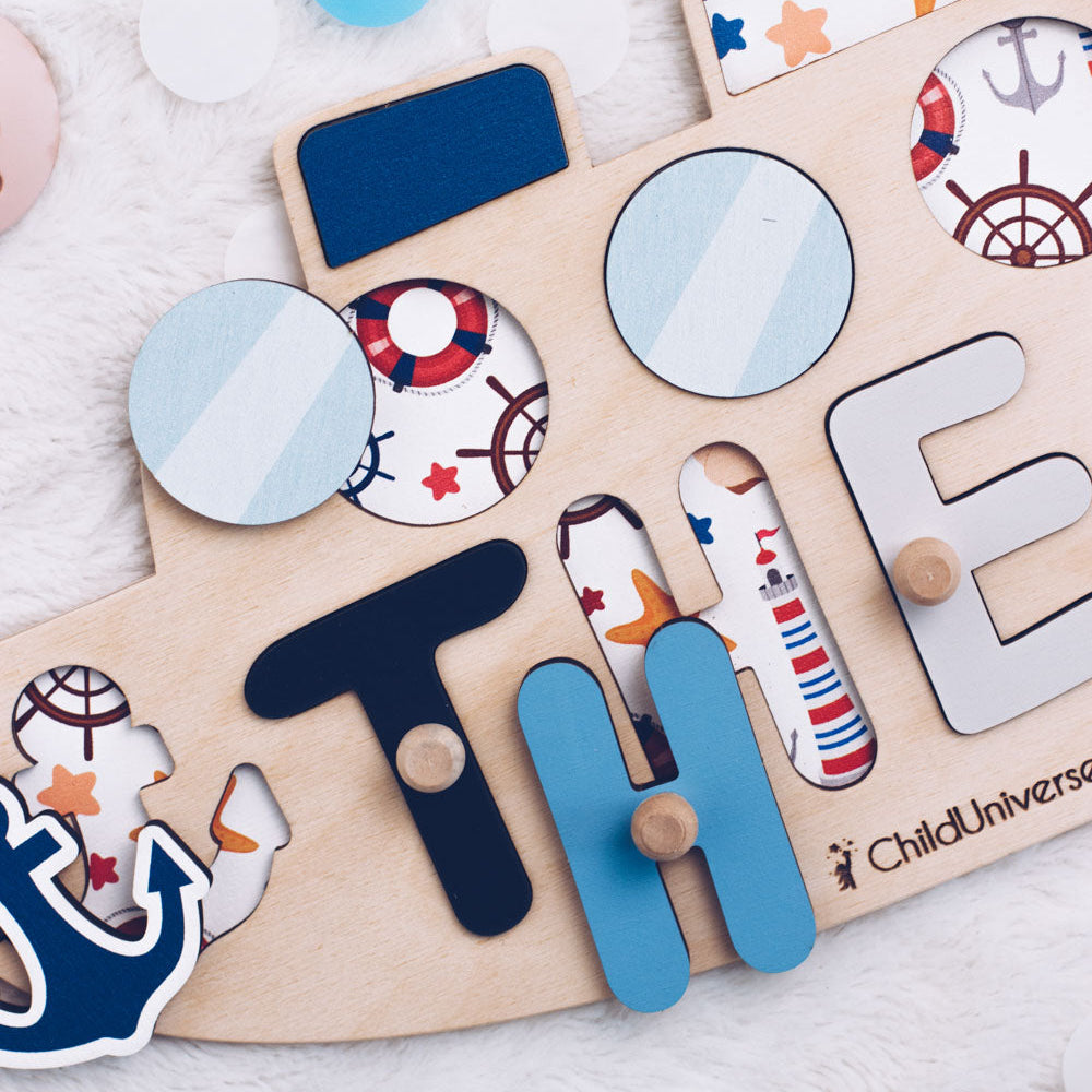Custom Boat Name Puzzle for Toddlers Educational Wooden Gift