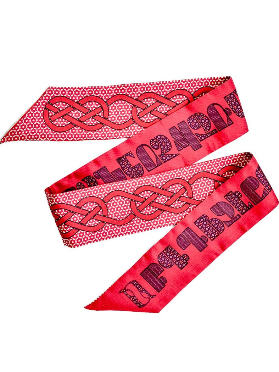 Armenian Alphabet Burgundy Silk Twilly Scarf